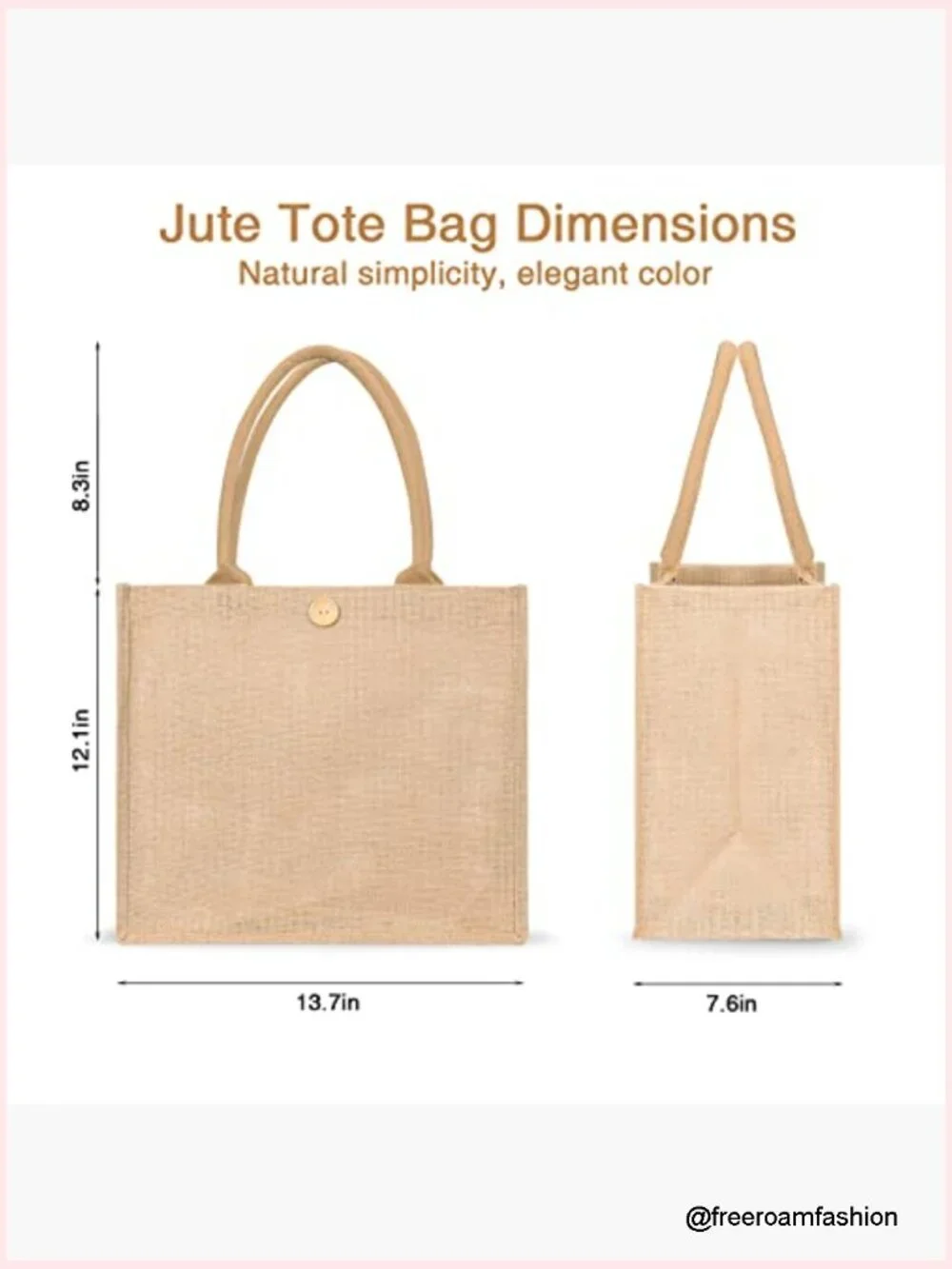 4-Pack Jute Tote Bags Reusable Shopping Bags Large Capacity